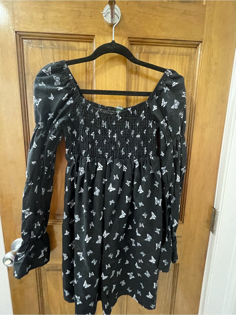 Target Black Floral Puff-Sleeve Mini Dress - Picture 3 of 4